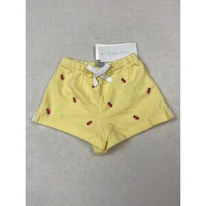 Ralph Lauren Baby Girls Shorts 3M Yellow Ladybug Embroidered Cotton NWT‎